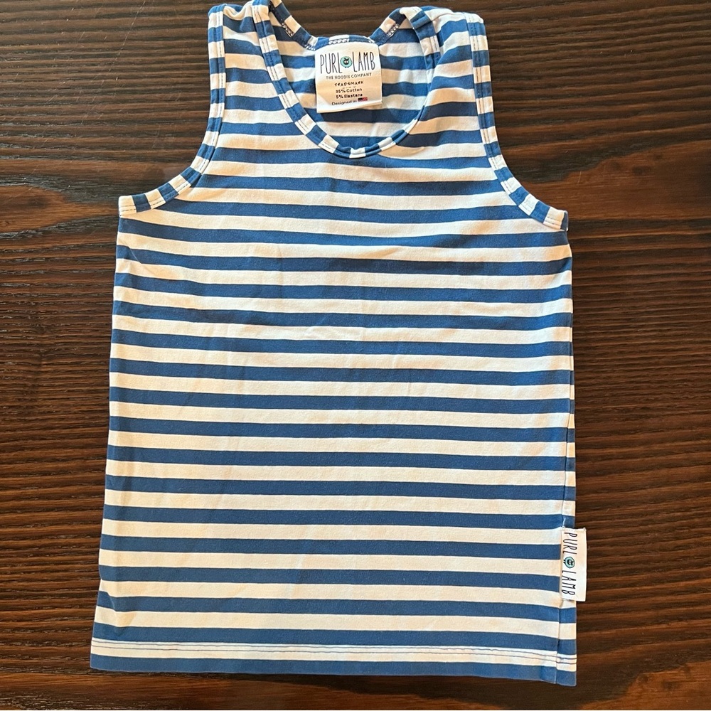 Purl Lamb White and Blue Striped Tank Top Size 3-4